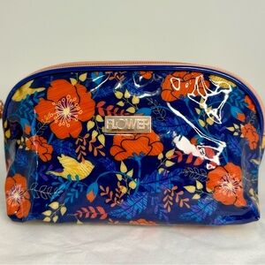 🌸FLOWER pre-owned Blue and Orange Floral Cosmetic Bag